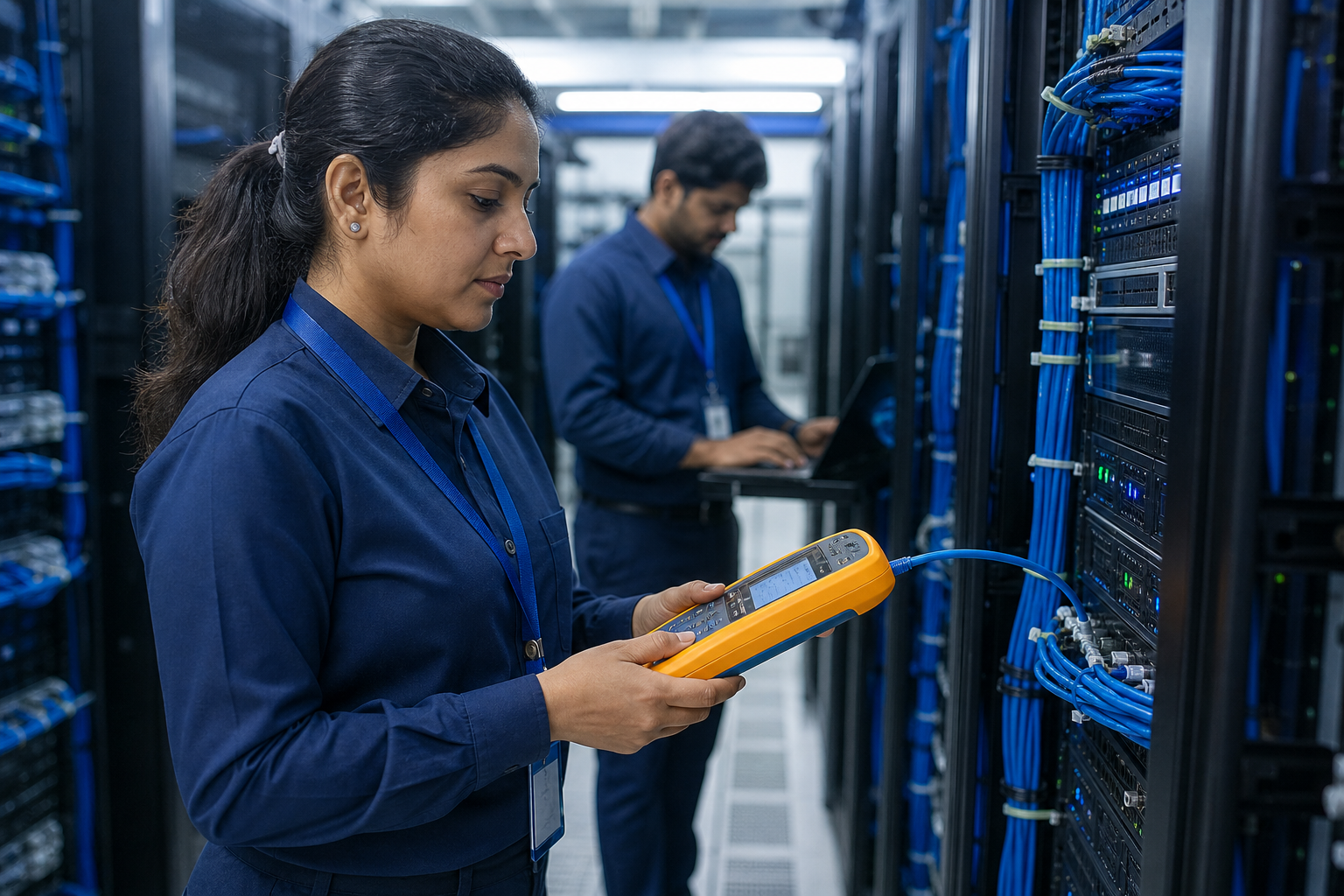 Indian network engineers certifying enterprise data-centre cabling